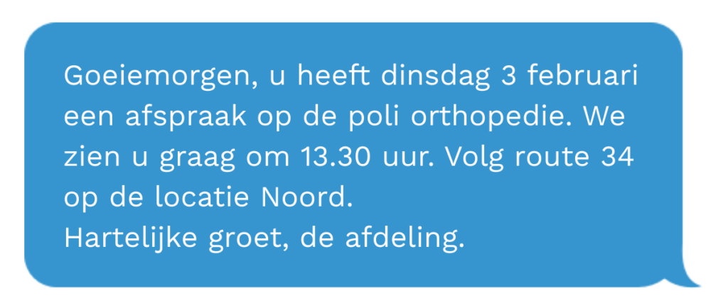 Locatie in automatisch bericht - voorbeeld